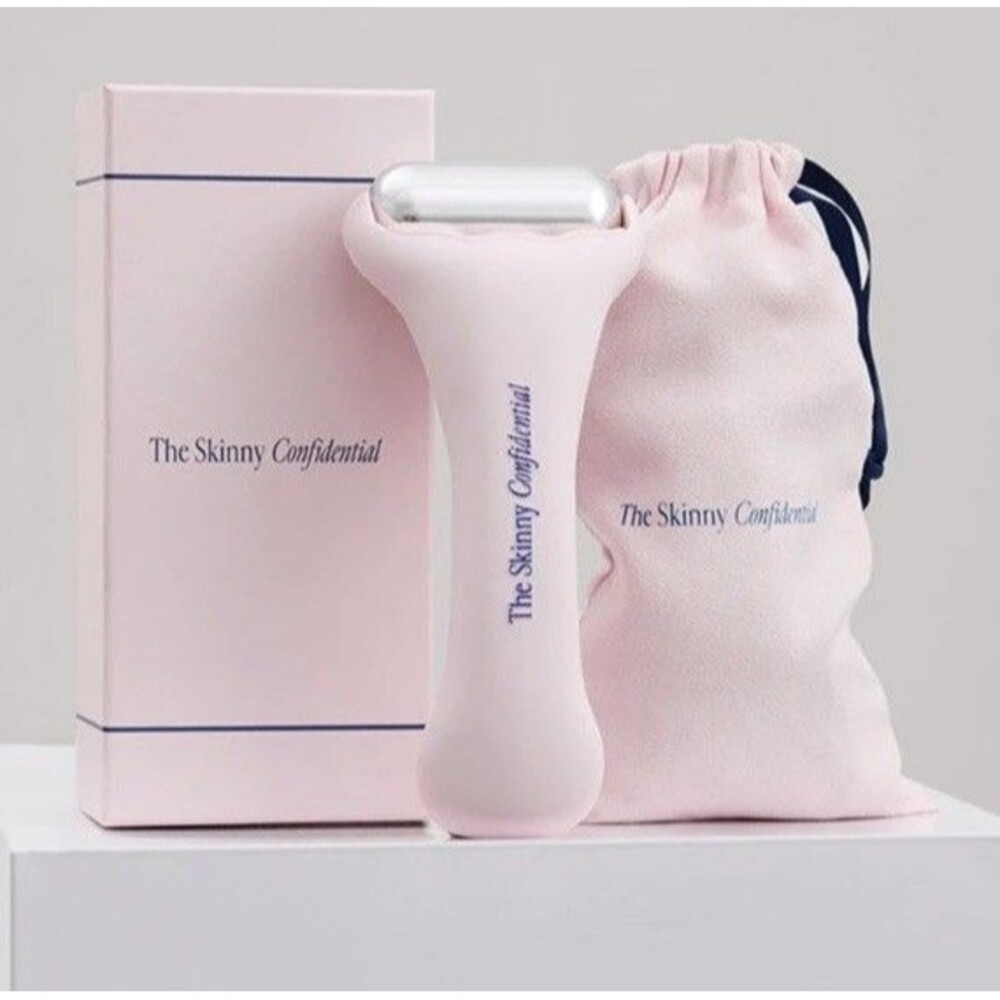 The Skinny Confidential Stainless Steel Ice Facial Roller, Pink